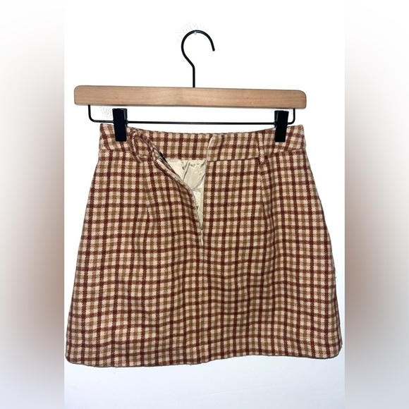 LULU’s Sycamore Brown Plaid Mini Skirt Size XS - Picture 5 of 11
